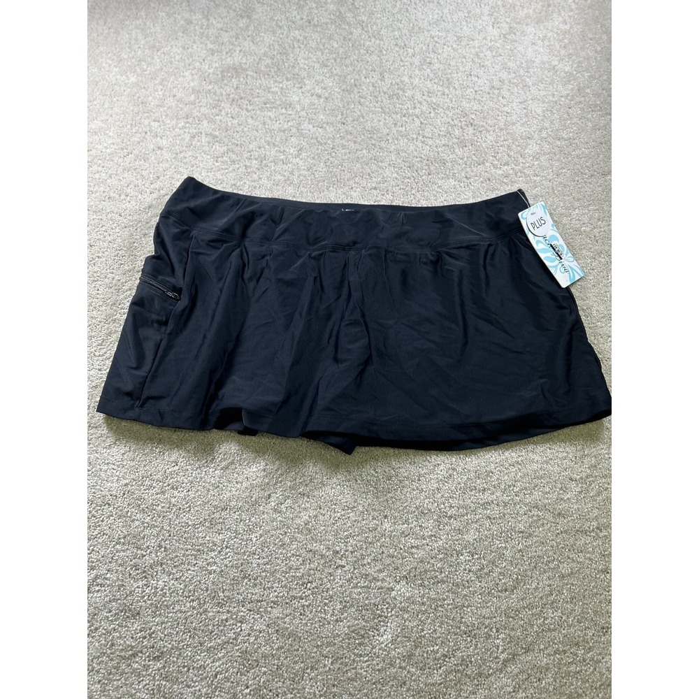Beach Diva Swimwear Women Plus Size 18W‎ Black Nylon Spandex Skirtini